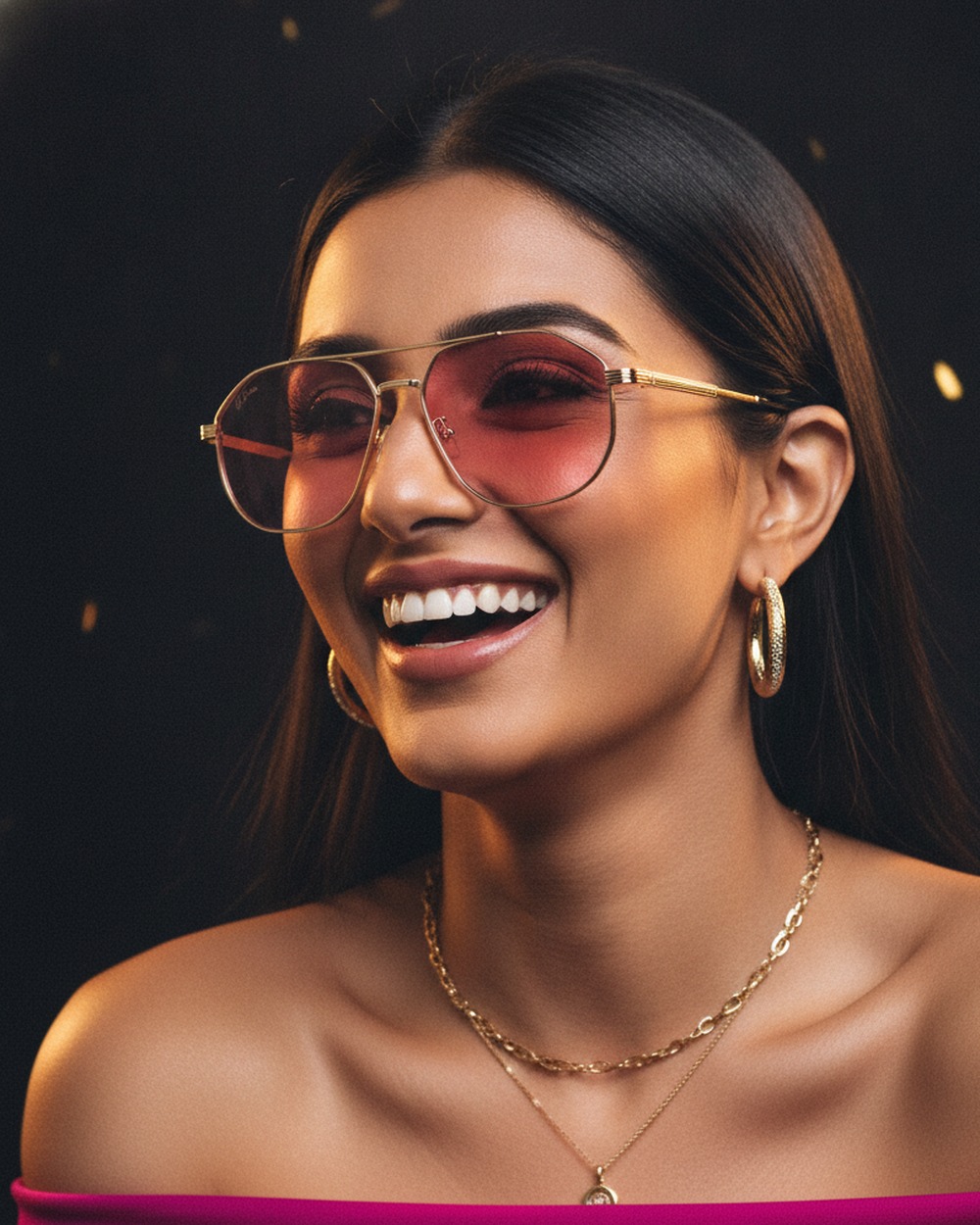 A model wearing a Moonglasses aviator